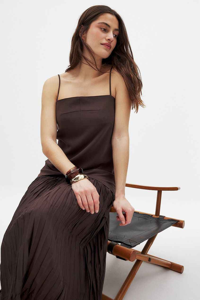 Na-kd Sheer Plisse Skirt Slip Dress