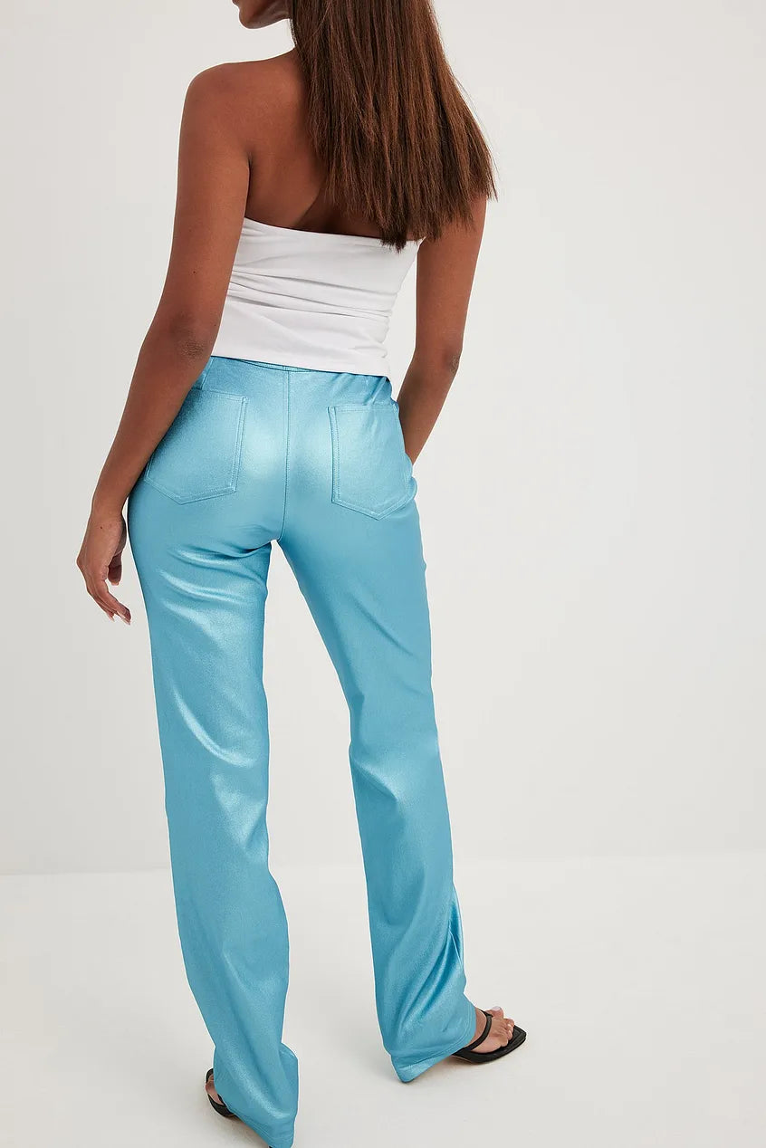 Shiny Mid Waist Trousers