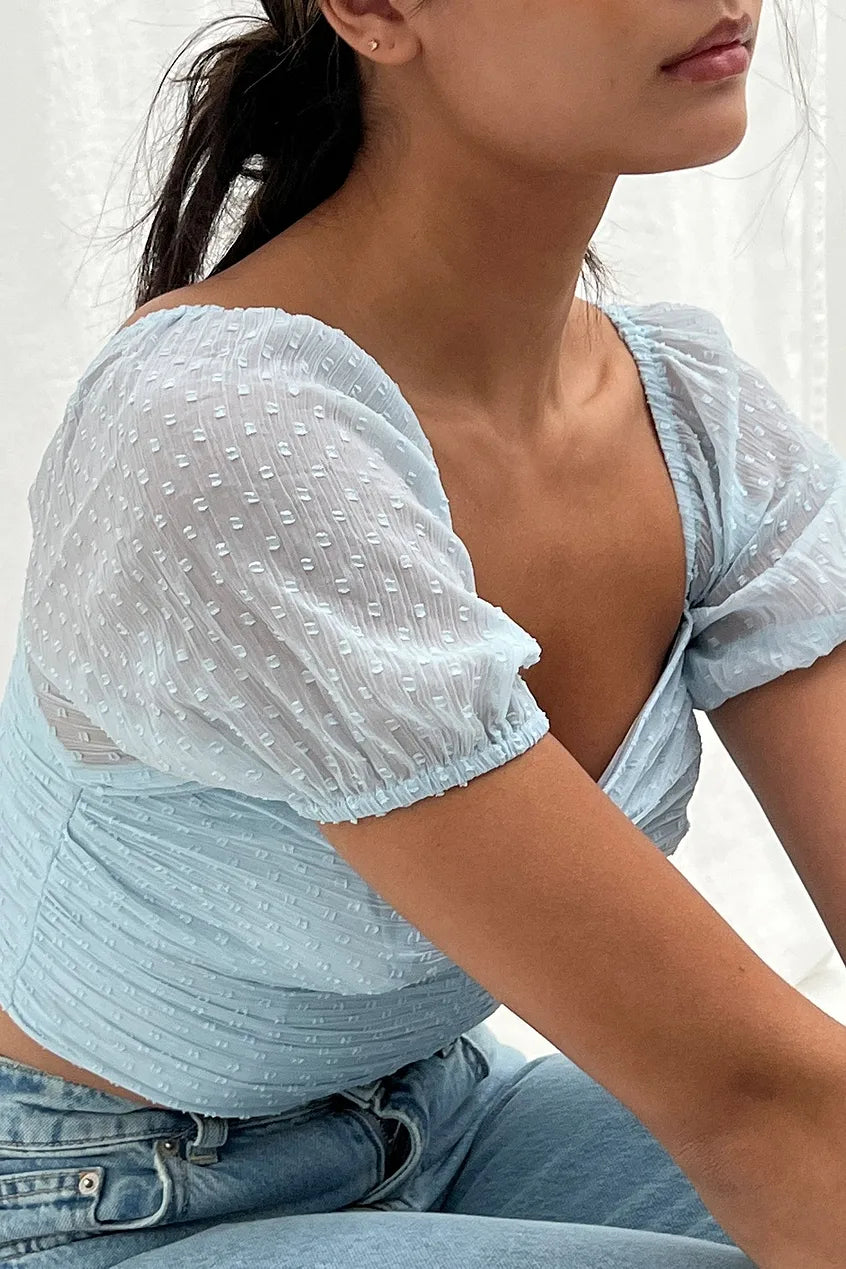 Short Sleeve Cropped Dobby Top