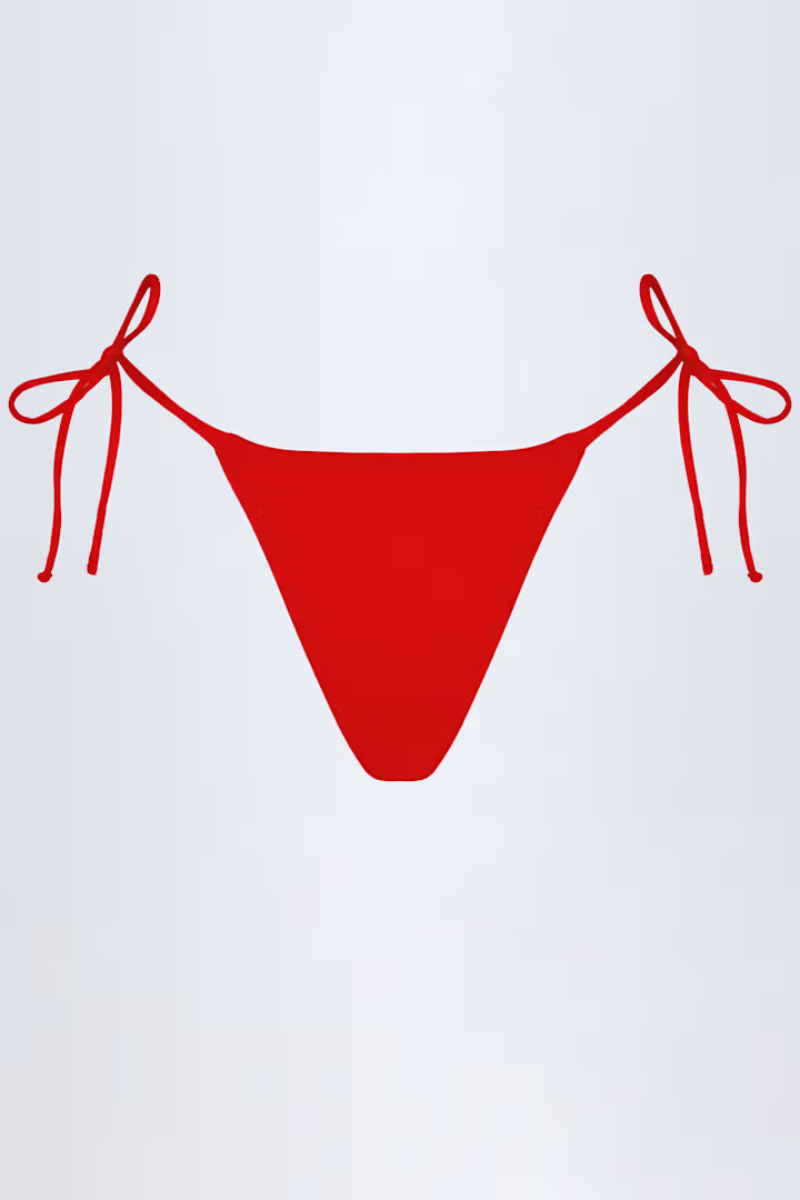 Ohpolly - Side-Tie Cheeky Bikini Bottoms in Fiery Red