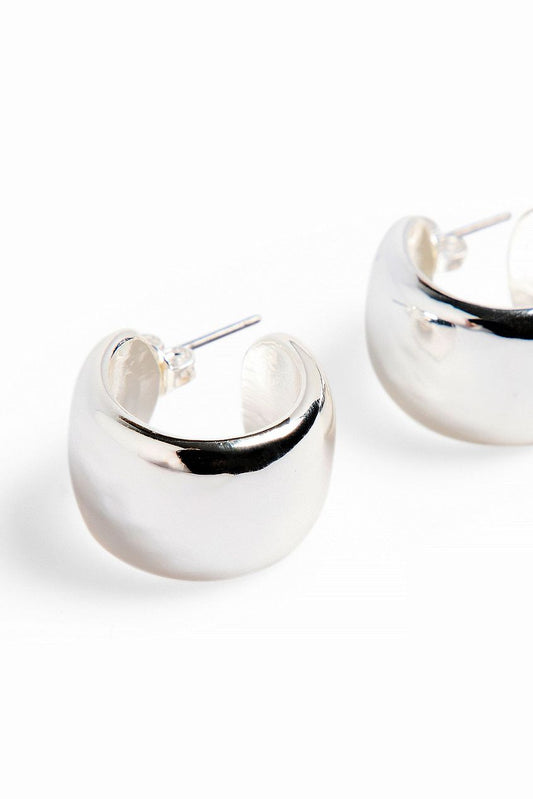 Silver Plated Small Plain Wide Hoops