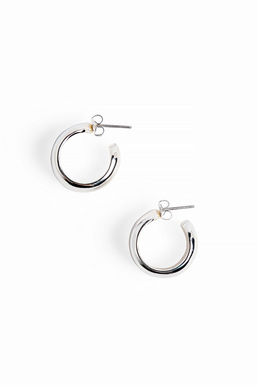 Silver Plated Small Plain Wide Hoops