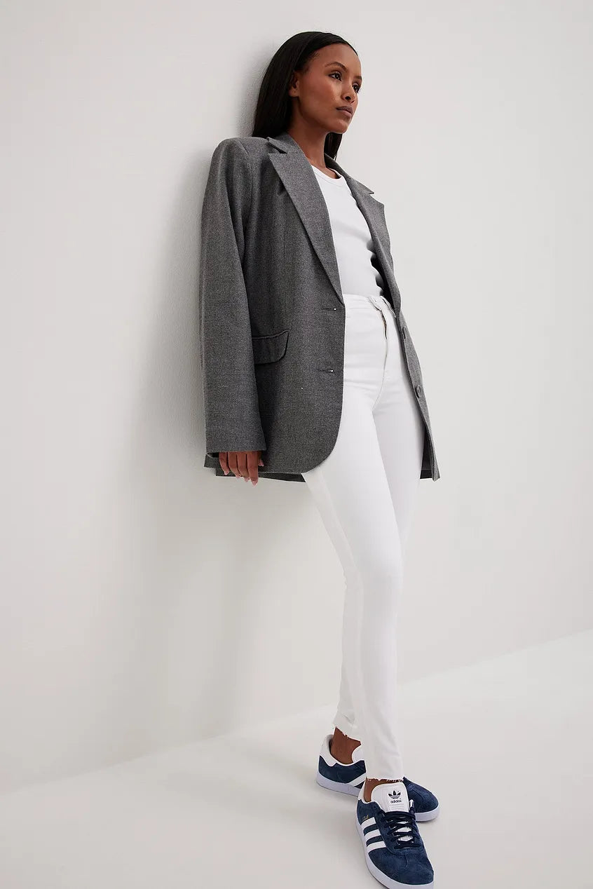 Skinny High Waist Raw Hem Jeans