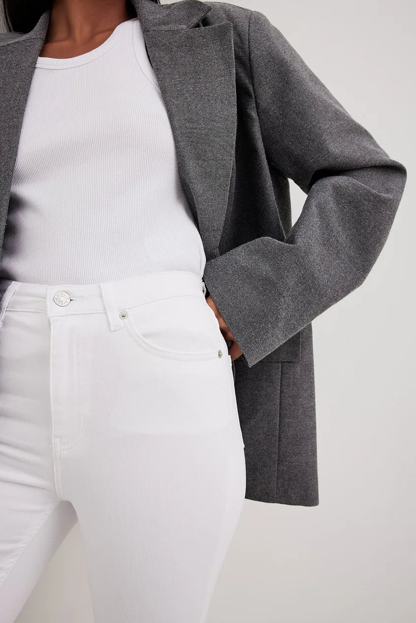 Skinny High Waist Raw Hem Jeans