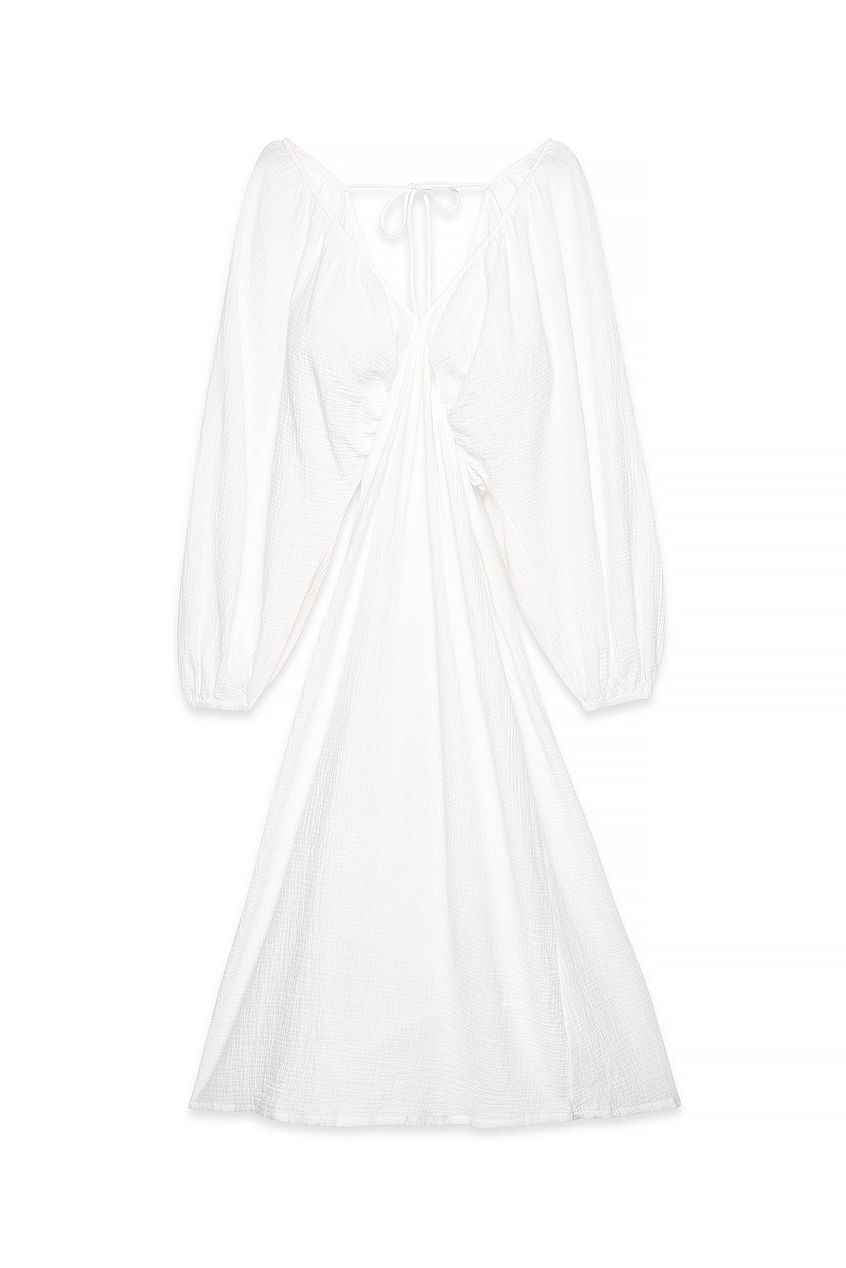 Na-kd Soft Cotton V Neck Midi Dress