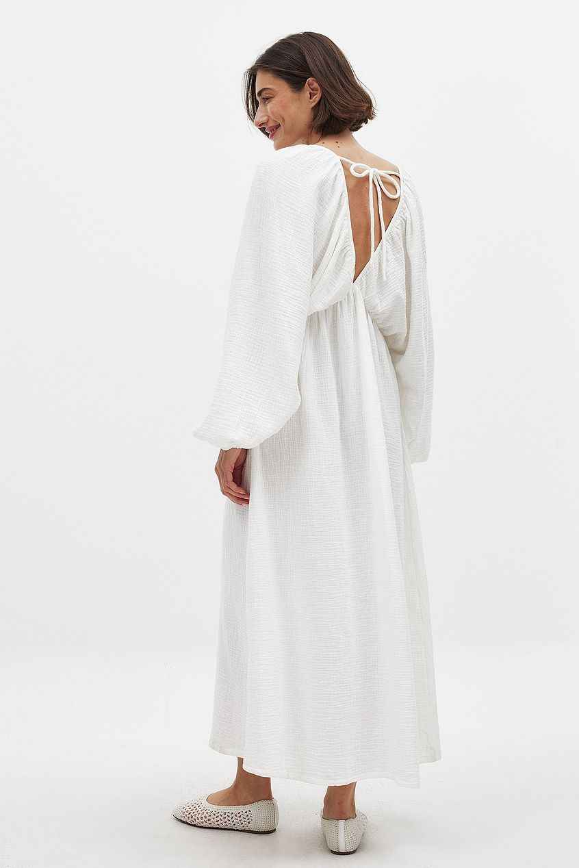 Na-kd Soft Cotton V Neck Midi Dress