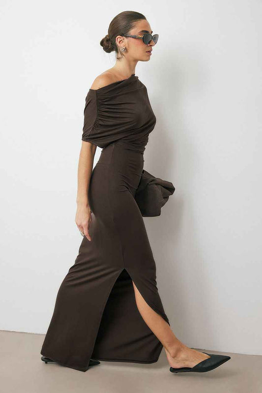 Na-kd Soft Line Draped Maxi Dress