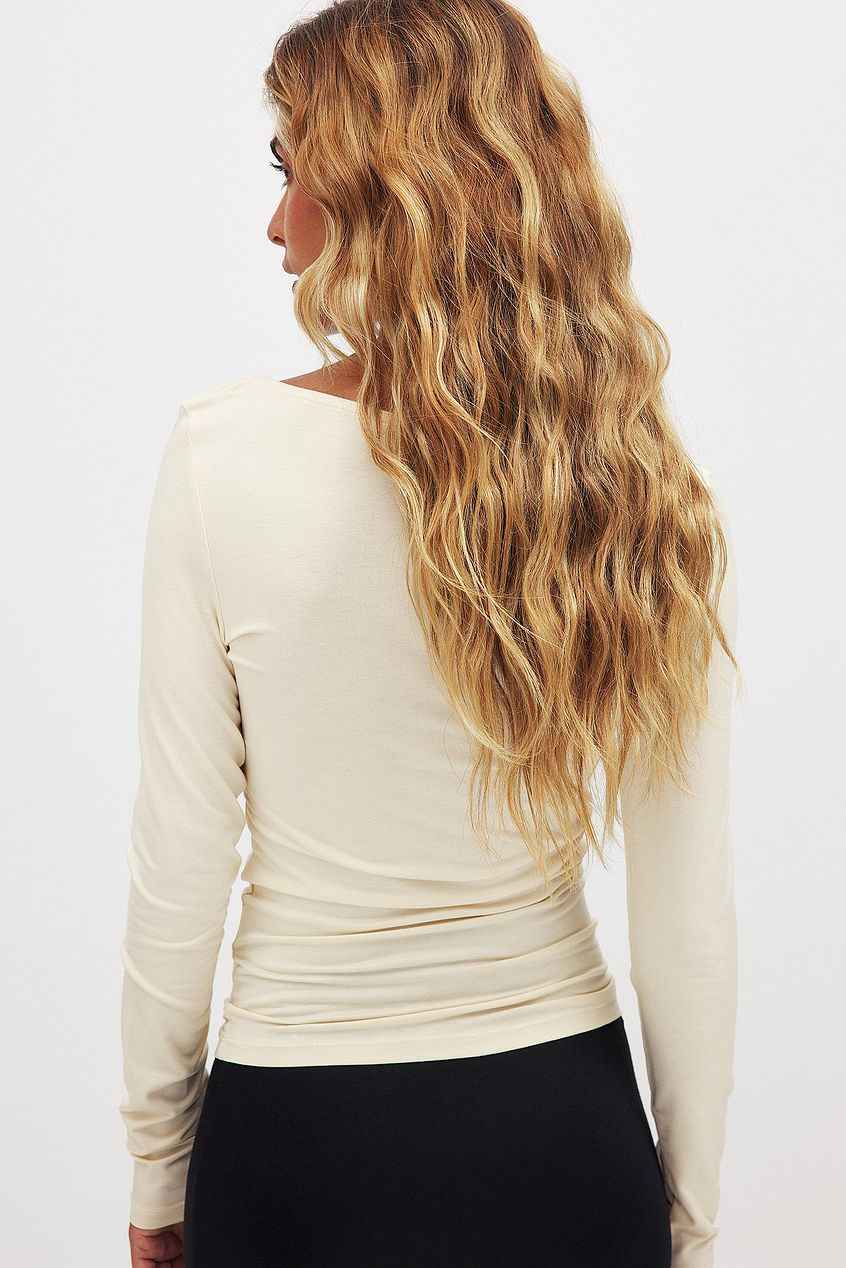 Na-kd - Soft Line Scoop Neck Long Sleeve Top