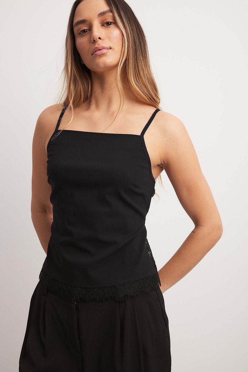 Square Neck Lace Detail Top