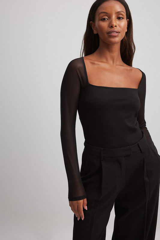 Squared Neck Mesh top