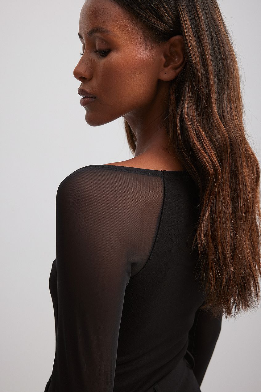 Squared Neck Mesh top