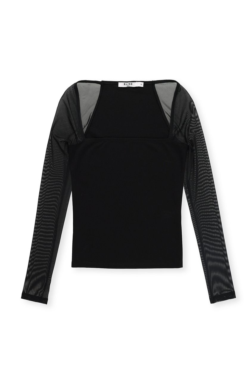 Squared Neck Mesh top