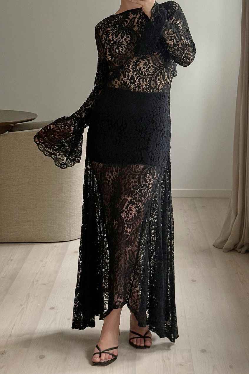 Na-kd Open Back Lace Midi Dress