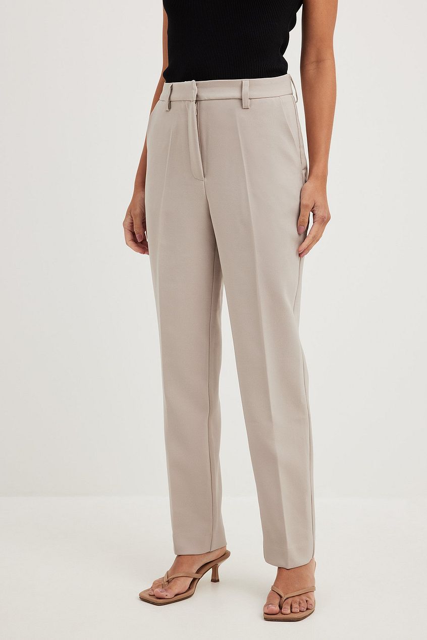 Straight Mid Waist Suit Pants