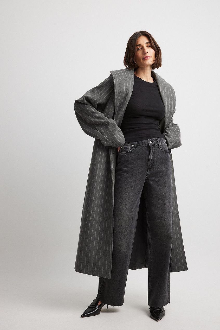 Straight High Waist Back Detail Denim