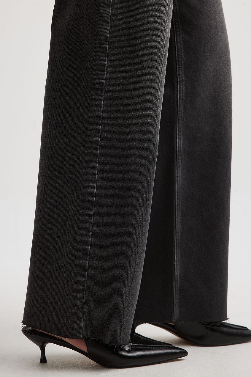 Straight High Waist Back Detail Denim