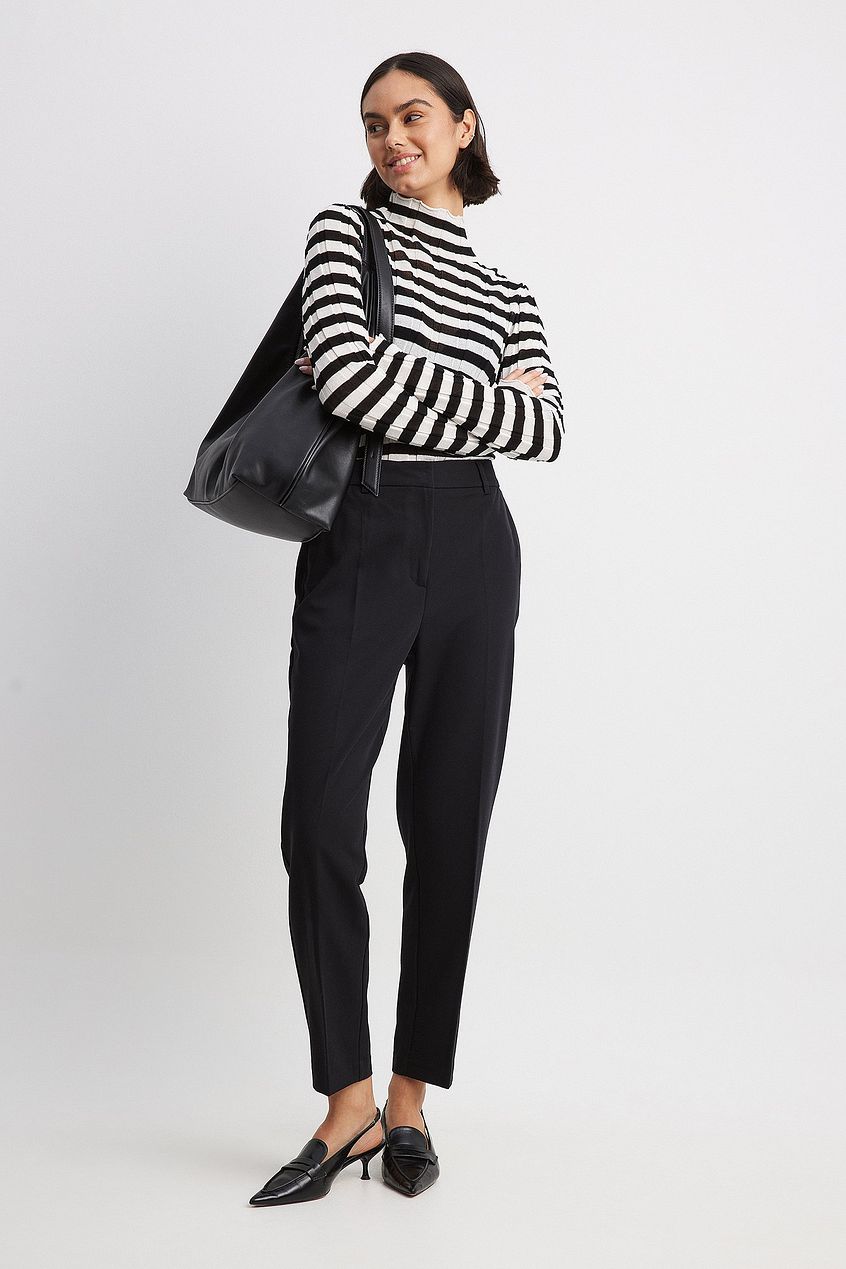 Straight High Waist Cropped Suit Pants