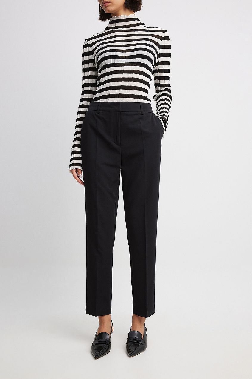 Straight High Waist Cropped Suit Pants