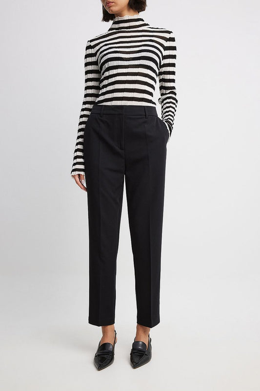 Straight High Waist Cropped Suit Pants