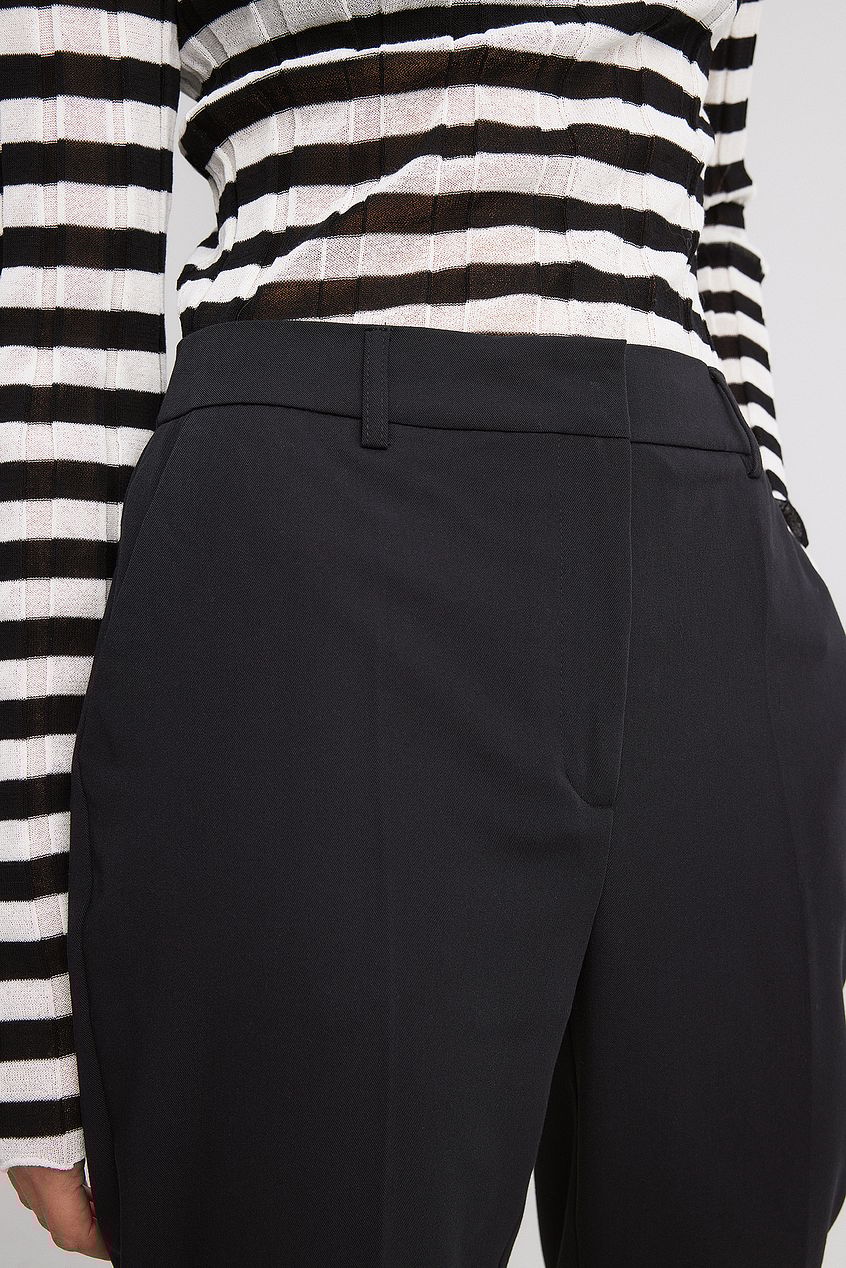 Straight High Waist Cropped Suit Pants