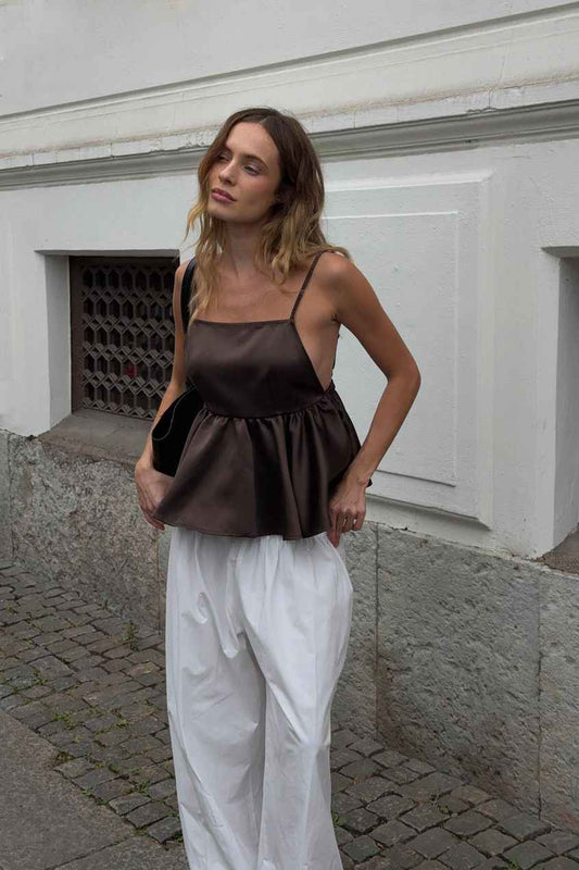 Na-kd Strap Open Back Peplum Top