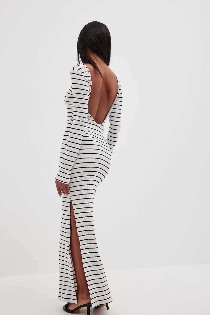 Stripe Deep Back Maxi Dress