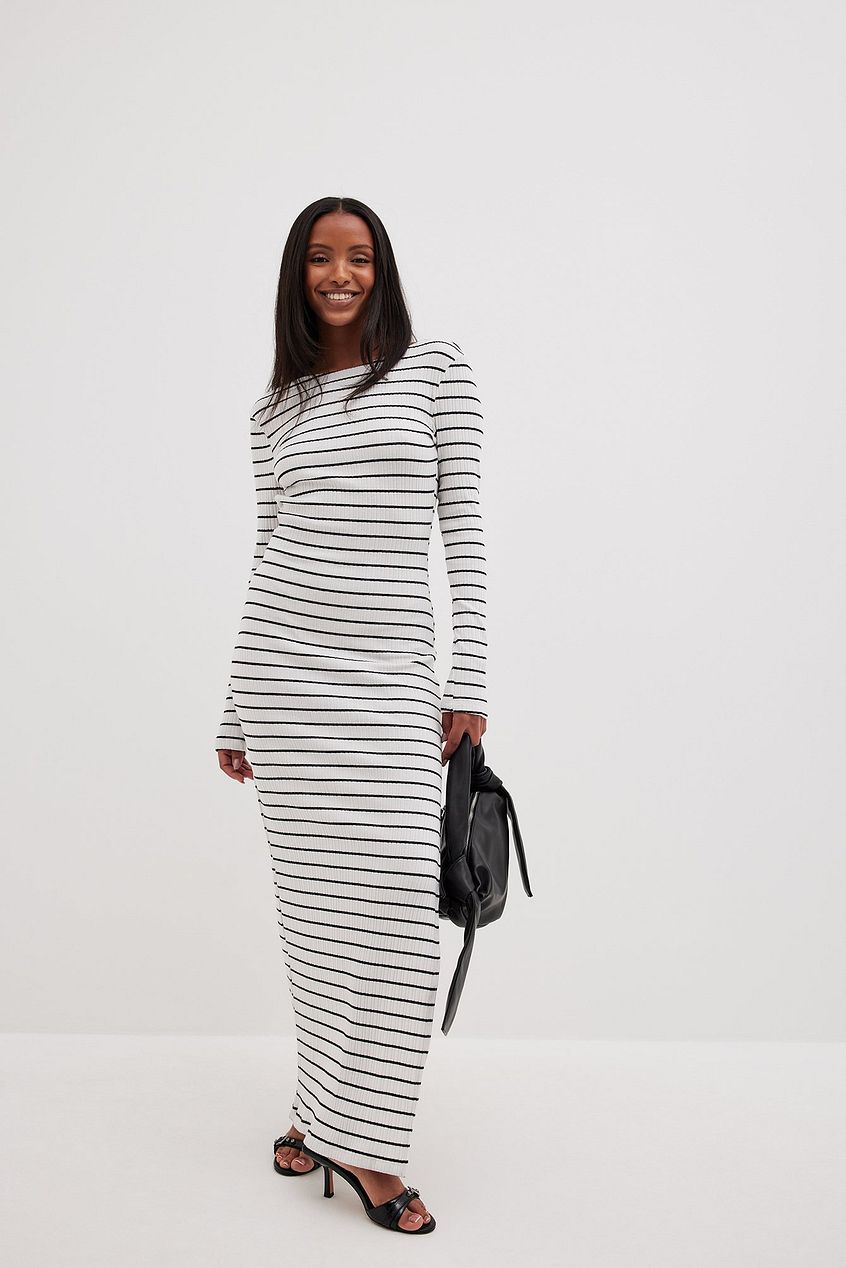 Stripe Deep Back Maxi Dress