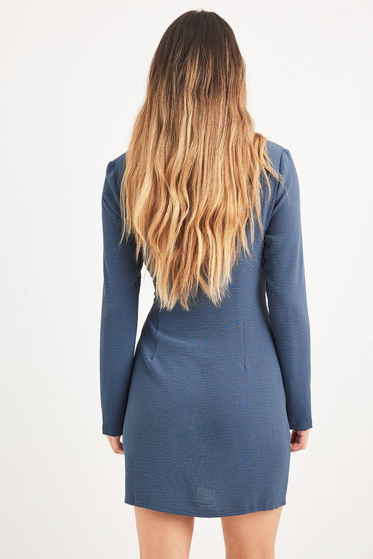 Structured Overlap Buckle Detail Wrap Dress