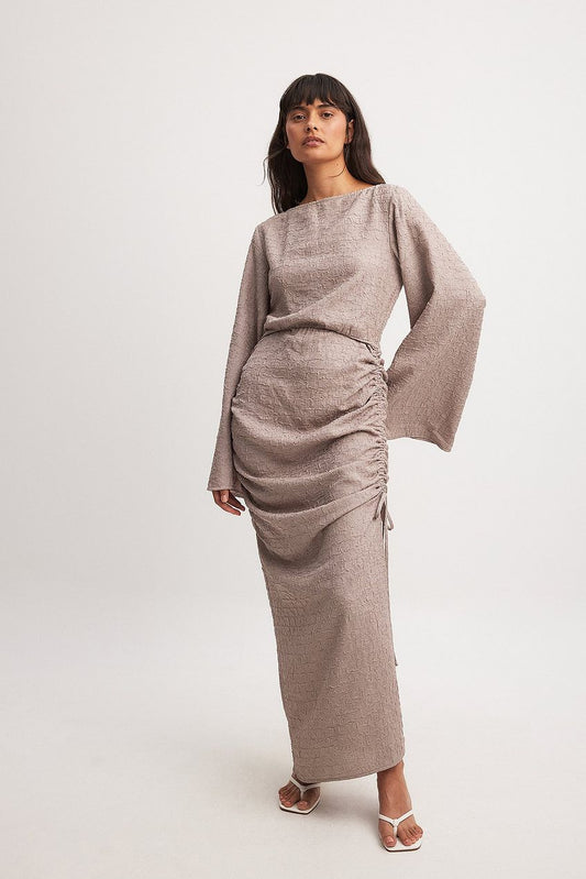Structured Quality Drawstring Maxi Dress