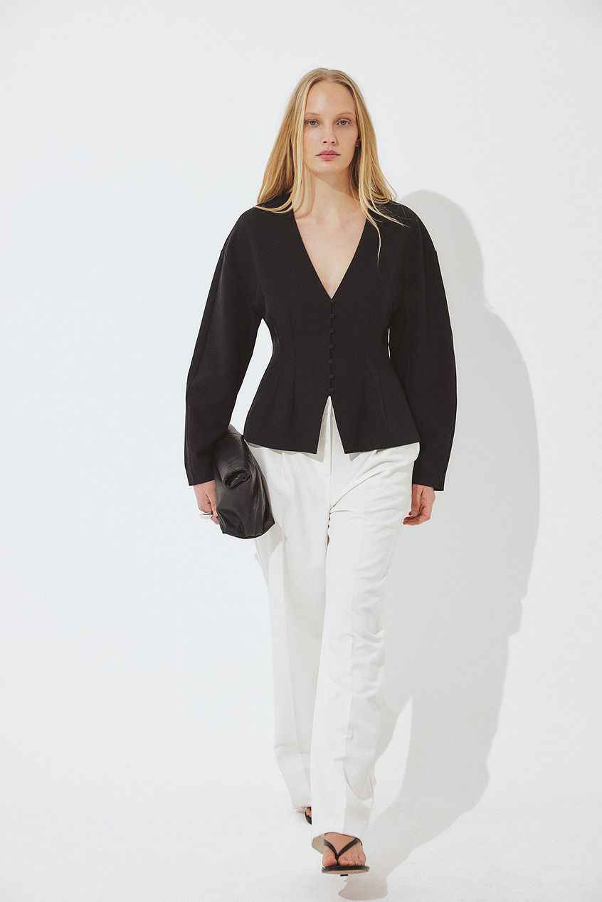 Na-kd Tailored Fitted Button Front Blouse