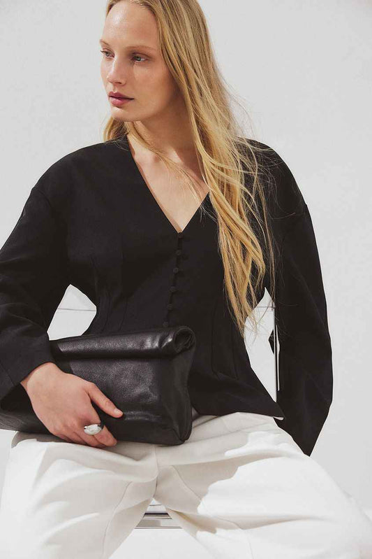 Na-kd Tailored Fitted Button Front Blouse
