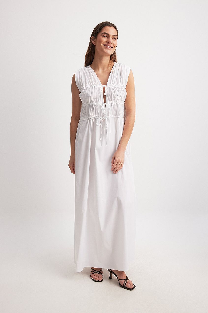 Tie Chest Detail Maxi Dress