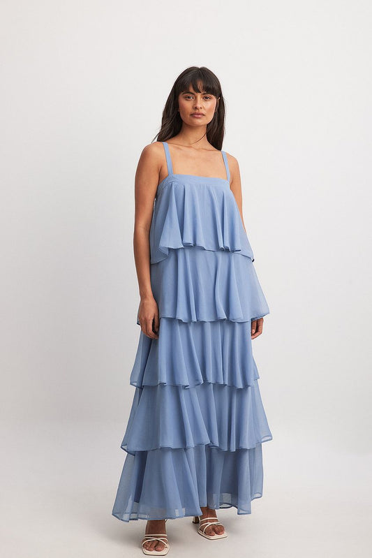 Tiered Chiffon Maxi Dress