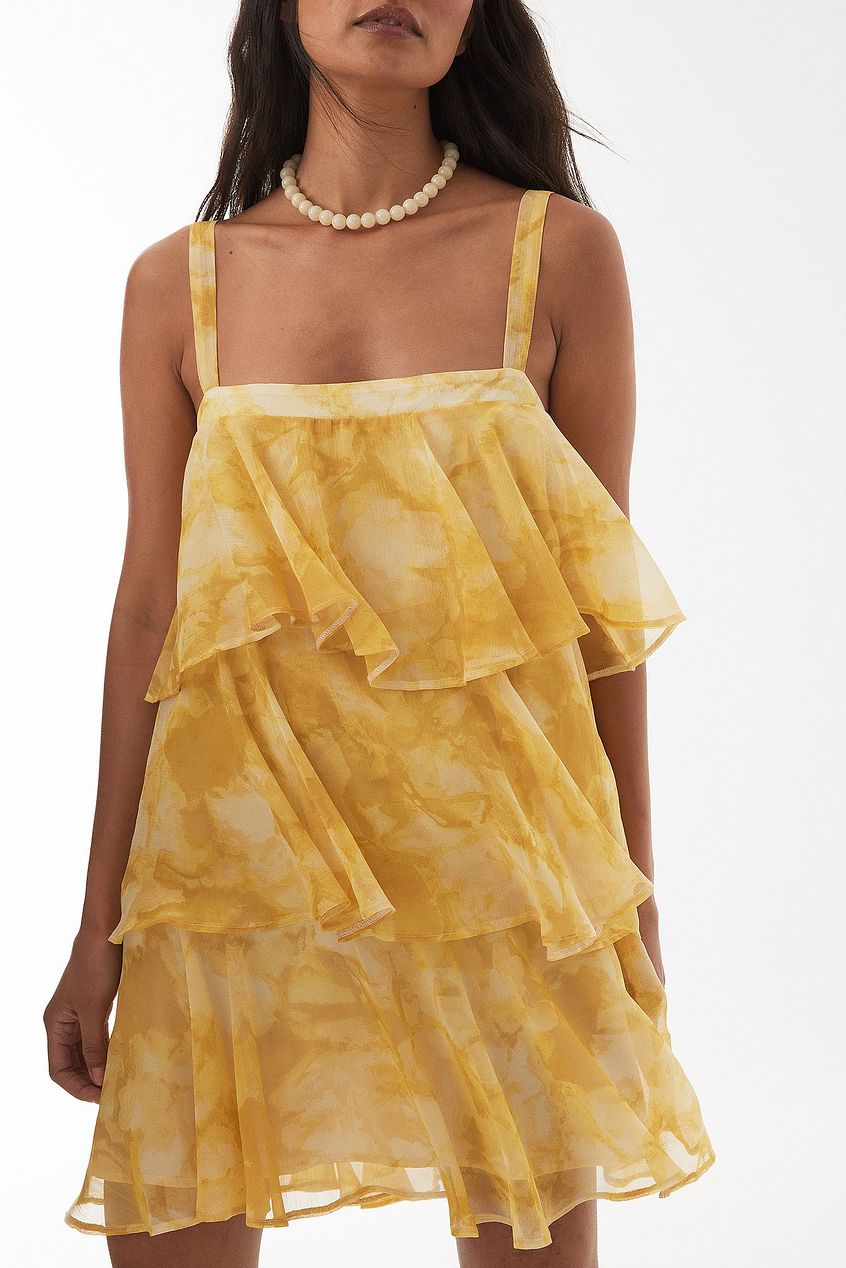 Tiered Chiffon Mini Dress