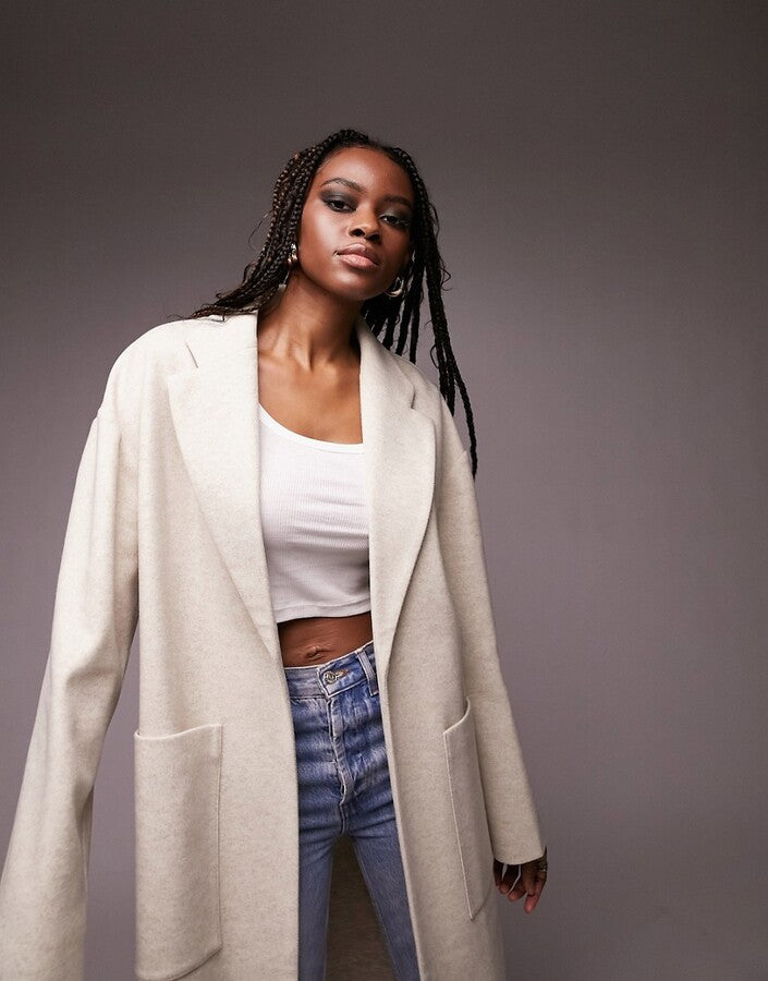 Top Shop Petite clean chuck on coat in oat