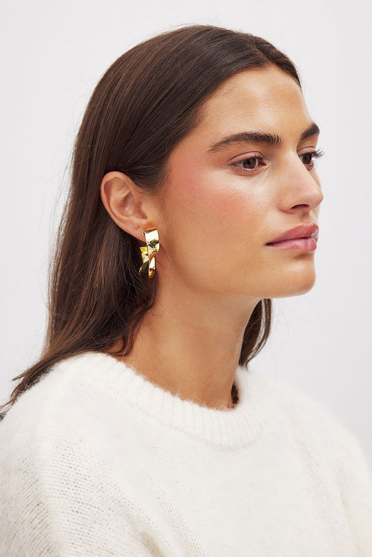 Gold Plated Twisted Hoops Earrings