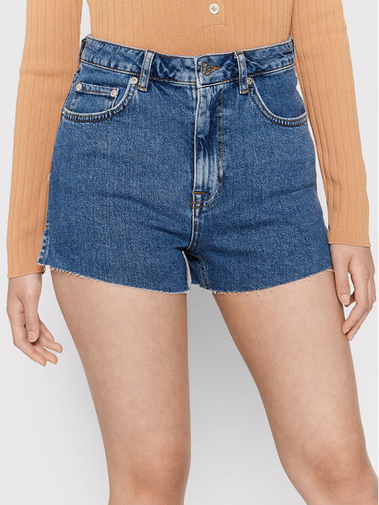 Raw Hem Slit Denim Shorts