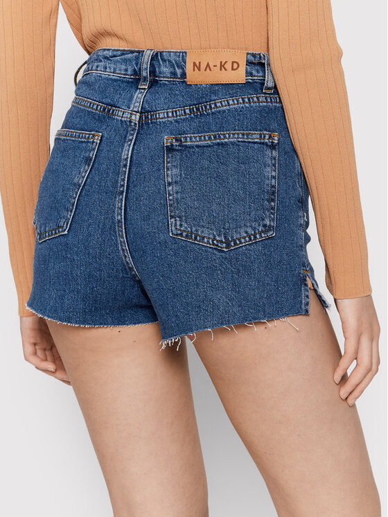 Raw Hem Slit Denim Shorts