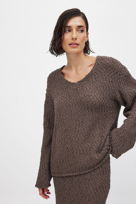 Structured Knitted V-Neck Sweater