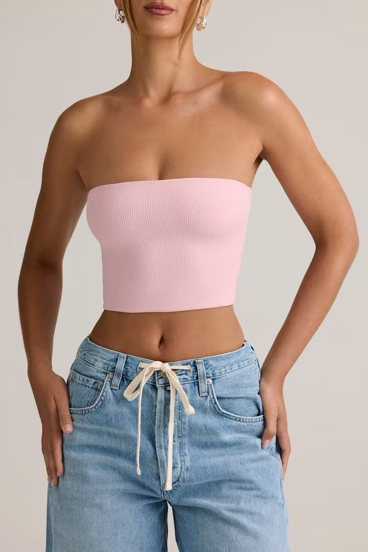 Ohpolly - Modal Strapless Crop Top in Baby Pink