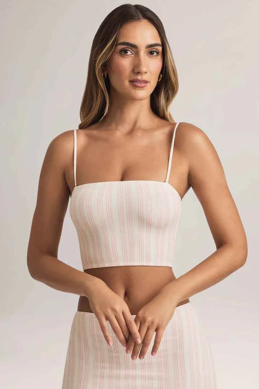 Ohpolly - Modal Strapless Crop Top in Stripe Print