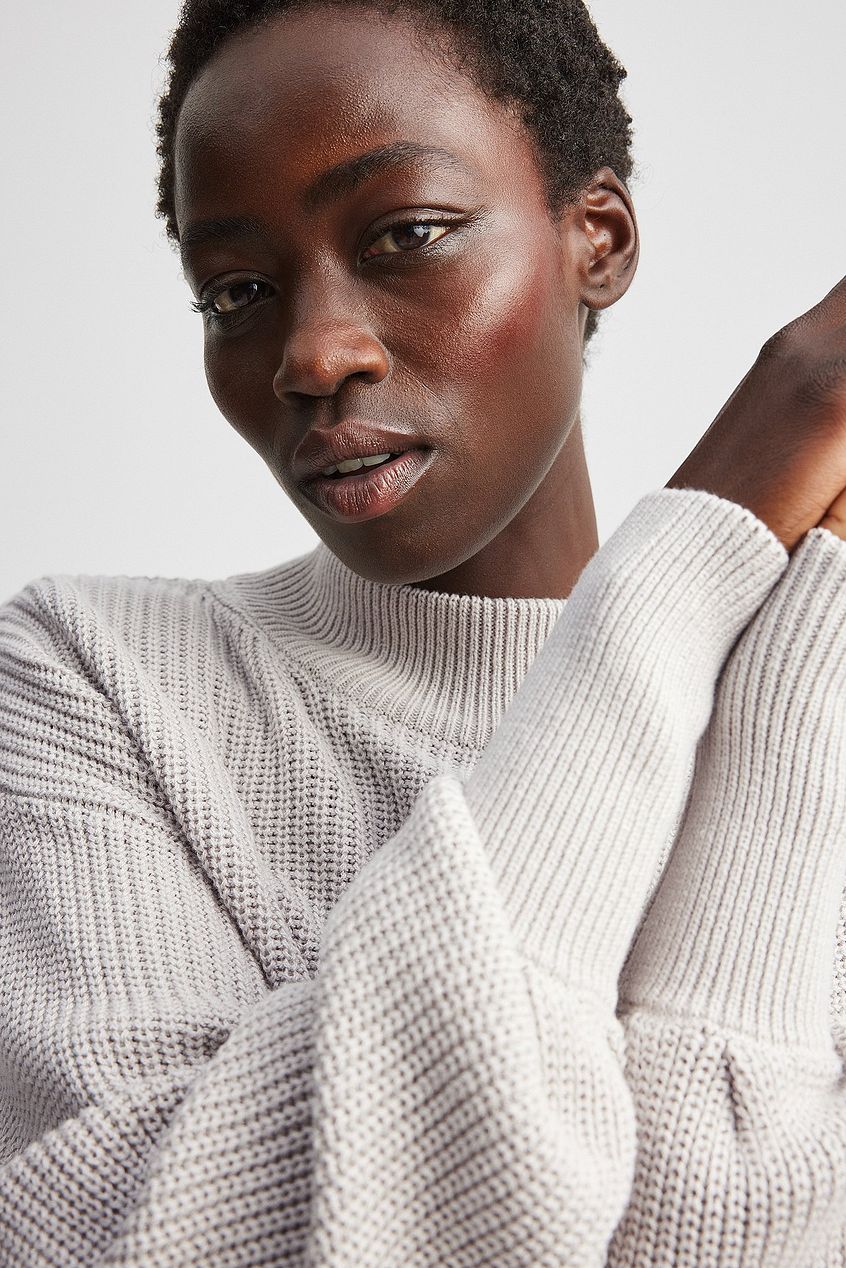 Volume Sleeve High Neck Knitted Sweater