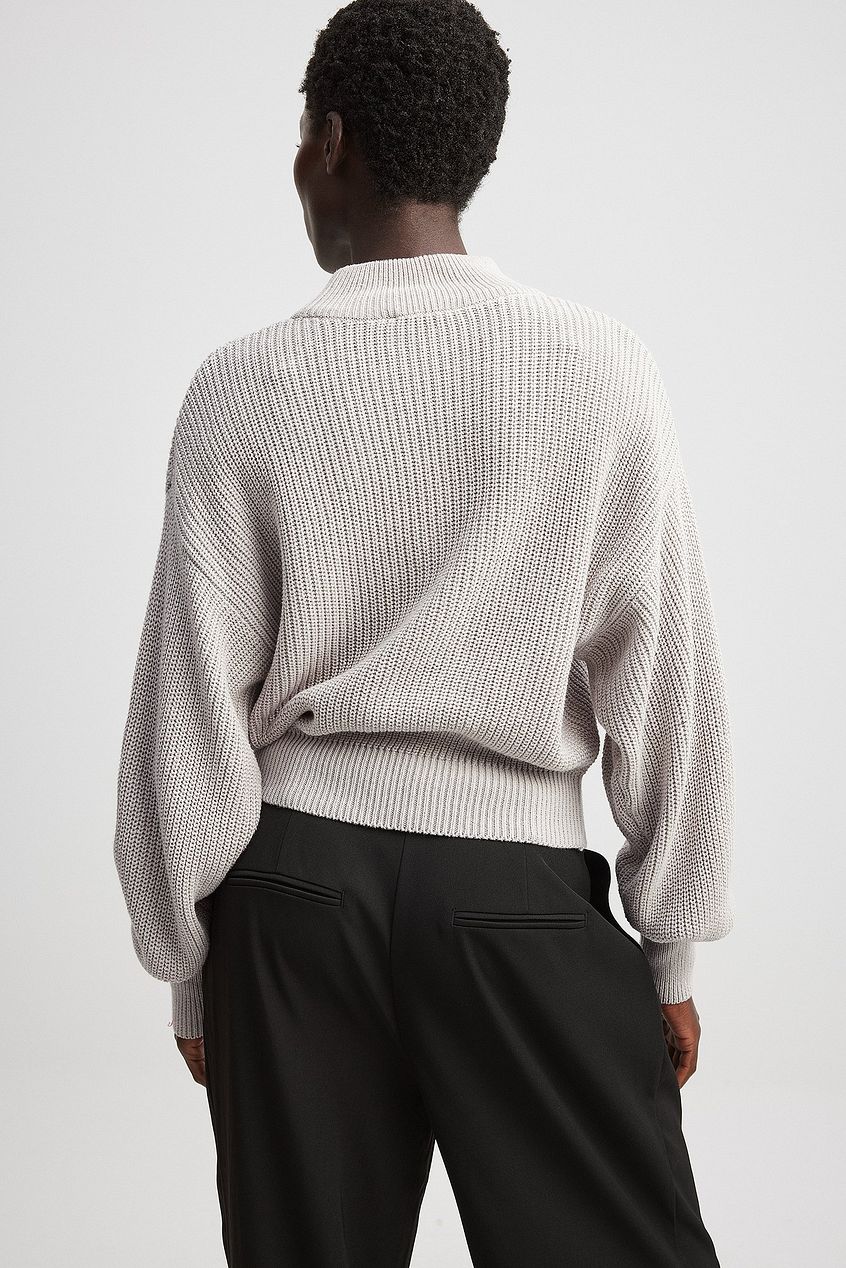 Volume Sleeve High Neck Knitted Sweater