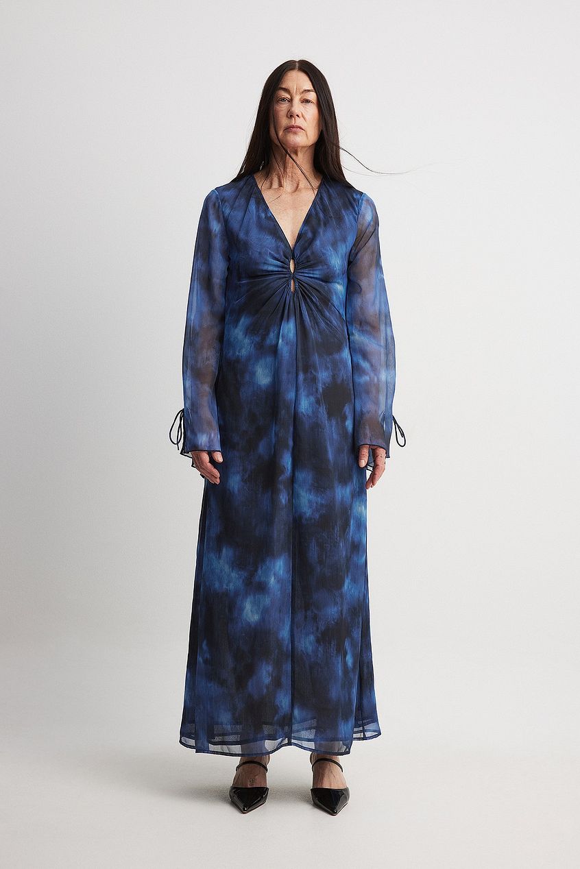 Waist Cut Out Detail Chiffon Maxi Dress