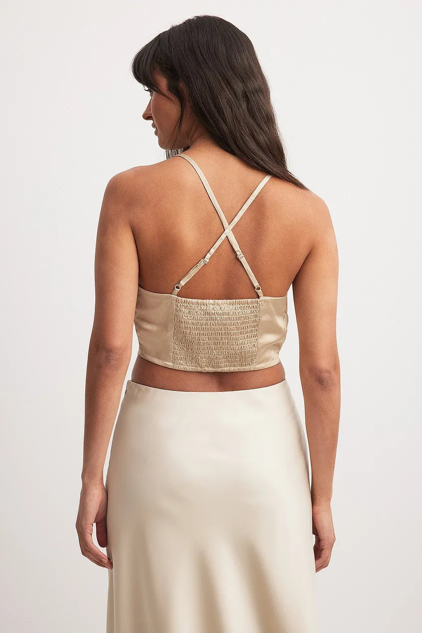 Waterfall Front Satin Singlet