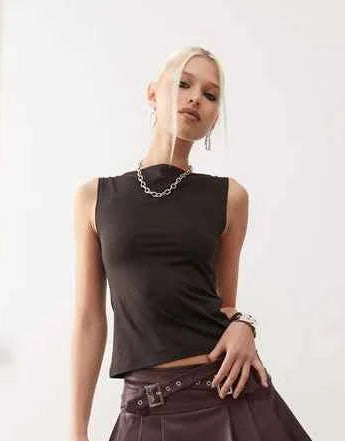 Weekday Annie boat neck tank top in brown