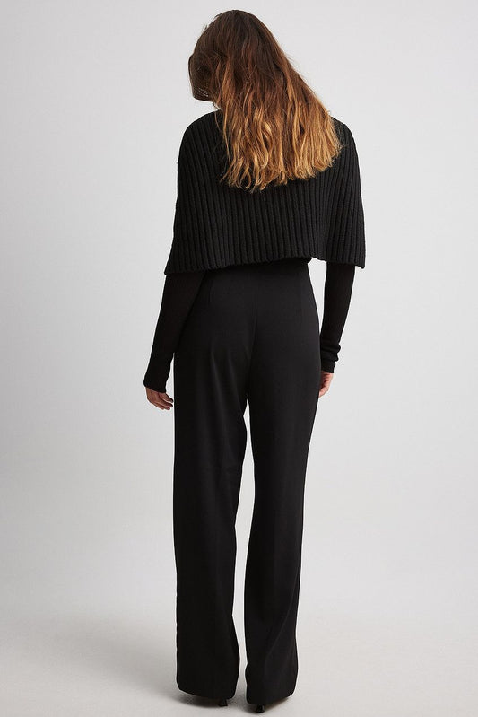 Wide High Waist Suit Pants Without Waist Band