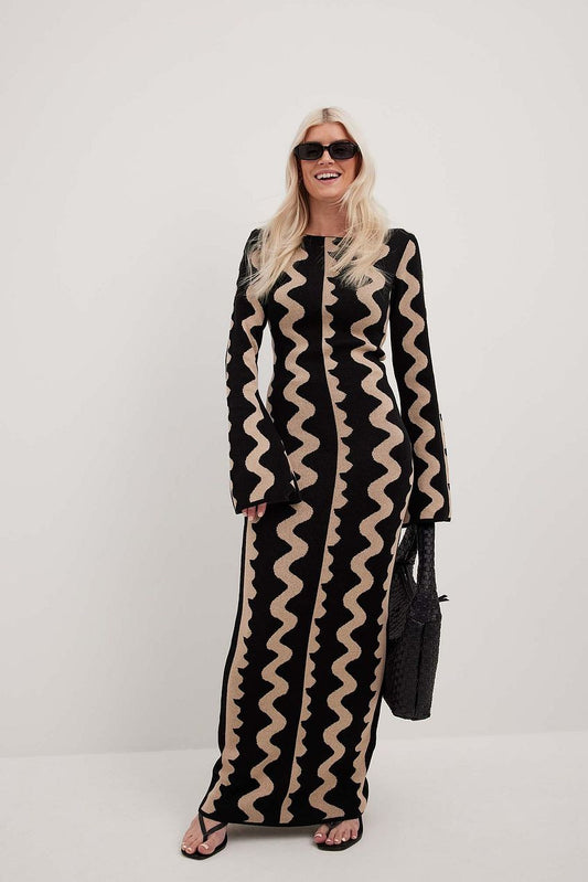 Wide Sleeve Knitted Maxi Dress