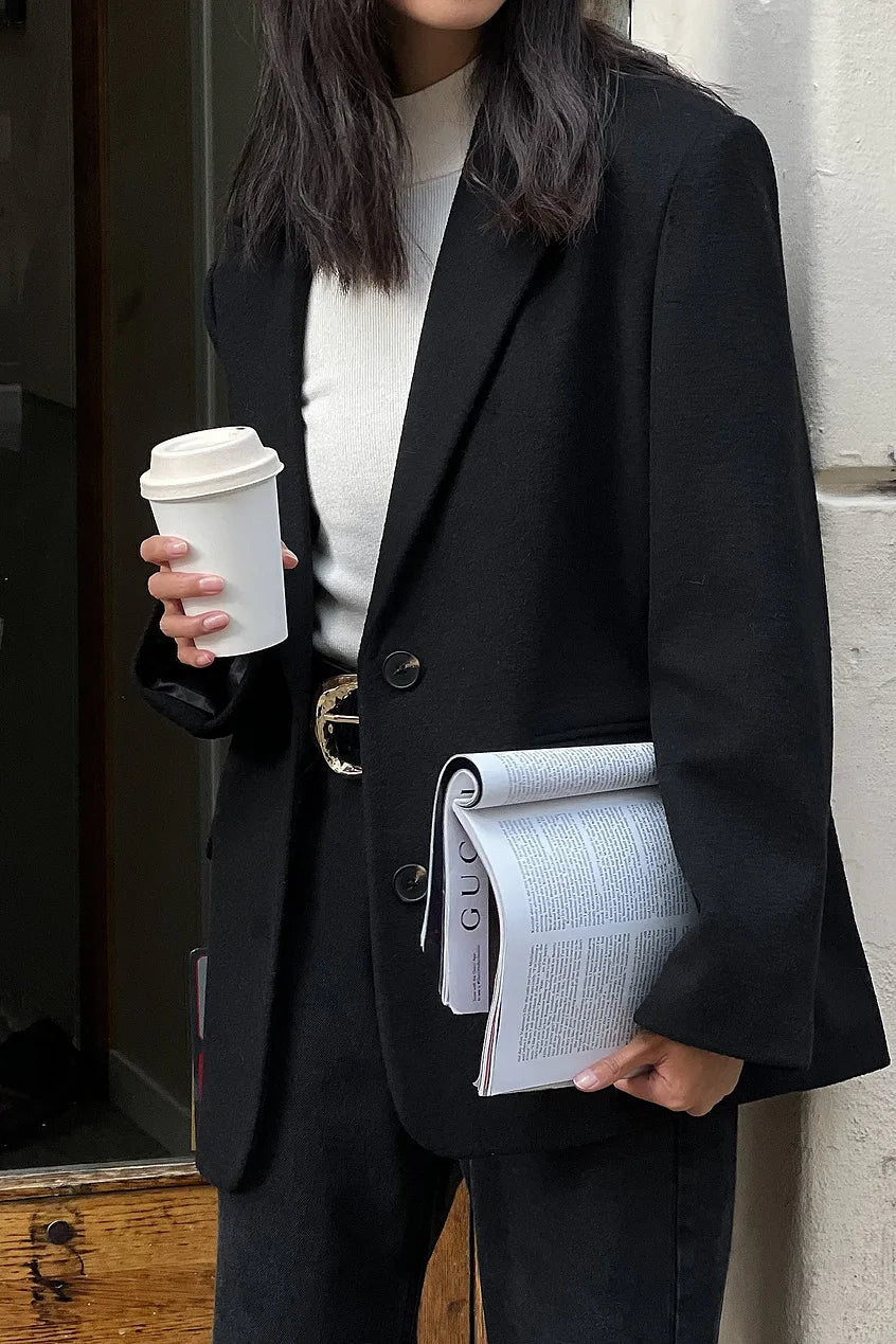 Wool Blend Blazer Coat
