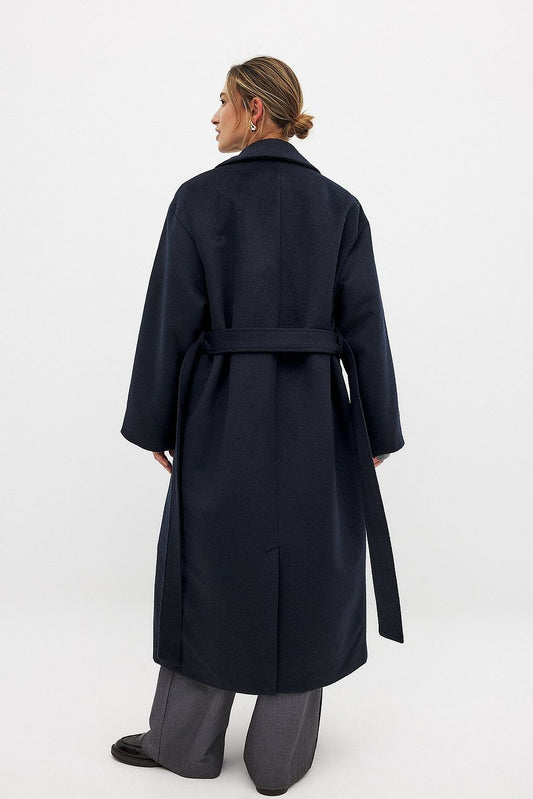 Wool Blend Scarf Detail Coat